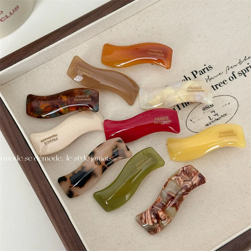 Woman Small Size Exquisite Version Gold Label Wave Acetate Barrettes Trendy Hair Claws Lady Side Clips Girls Hair Accessories