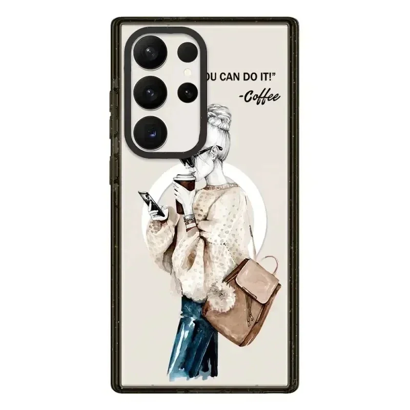 

Sunglasses Girl MagSafe Acrylic Black Border Case for Samsung Galaxy S22 Ultra S23 Ultra S24 Ultra Cover Protective Shell