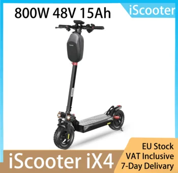 iScooter iX4 Monopattino Elettrico Pieghevole Fuoristrada: Motore 800W, Pneumatici 10", 48V 15Ah, 45km/h, Freni a Doppio Disco, App Intelligente, Nero