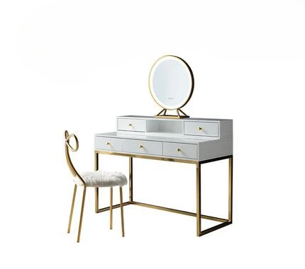 

Dresser Nordic ins Lighted Makeup Table Bedroom Simple Postmodern White Paint Internet celebrity Makeup Table.