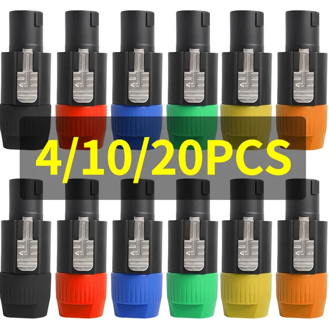 4/10/20pcs NL4FC Compatible 4-Pin Speaker Connector - Aviation Aluminum Locking Plug with Tool-Free Splicing 1