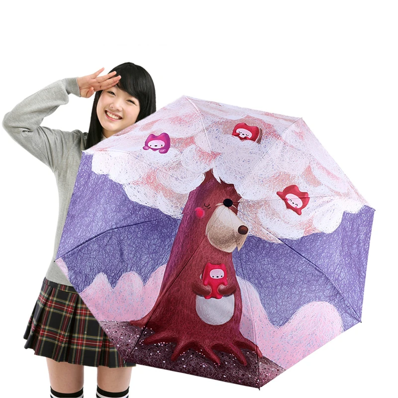 

Creative Graffiti Painting Portable Sun Umbrella Rain And Sun Dual-purpose Folding Umbrella Kids Anti-ultraviolet Parasol