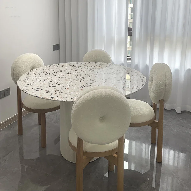 Description Picture 2 of itemNordic Minimalist Slate Dining Tables Small Apartment Dining Table and Chair Set Light Luxury Household Solid Wood Round Tables