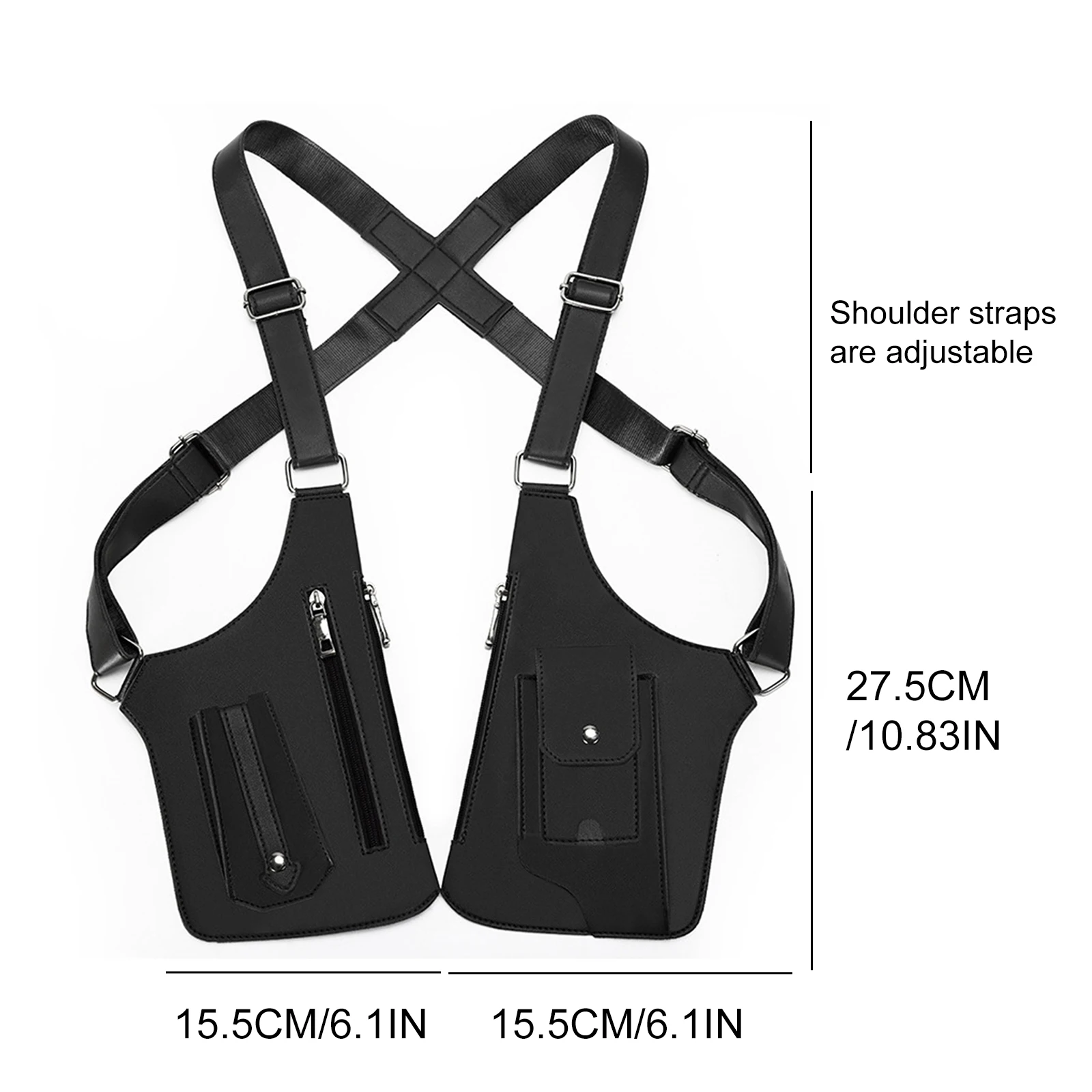 PU Leather Underarm Strap Wallet Pocket Multi-Pocket Underarm Shoulder Bag Anti-Theft Tactical Bag for Men Women Travel Outdoors