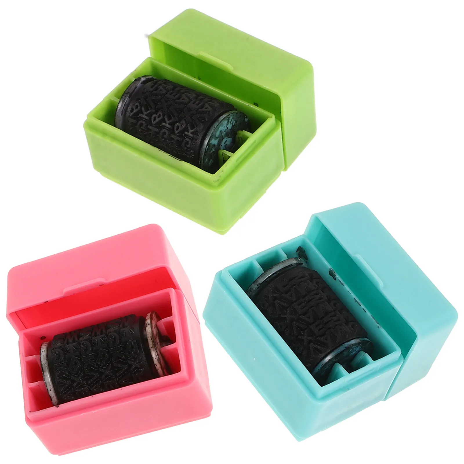 3Pcs 미니 롤러 스탬프 셀프 잉킹 개인 정보 보호 사무실 사용을 위한 컴팩트 디자인 보안 지저분한 코드 은폐