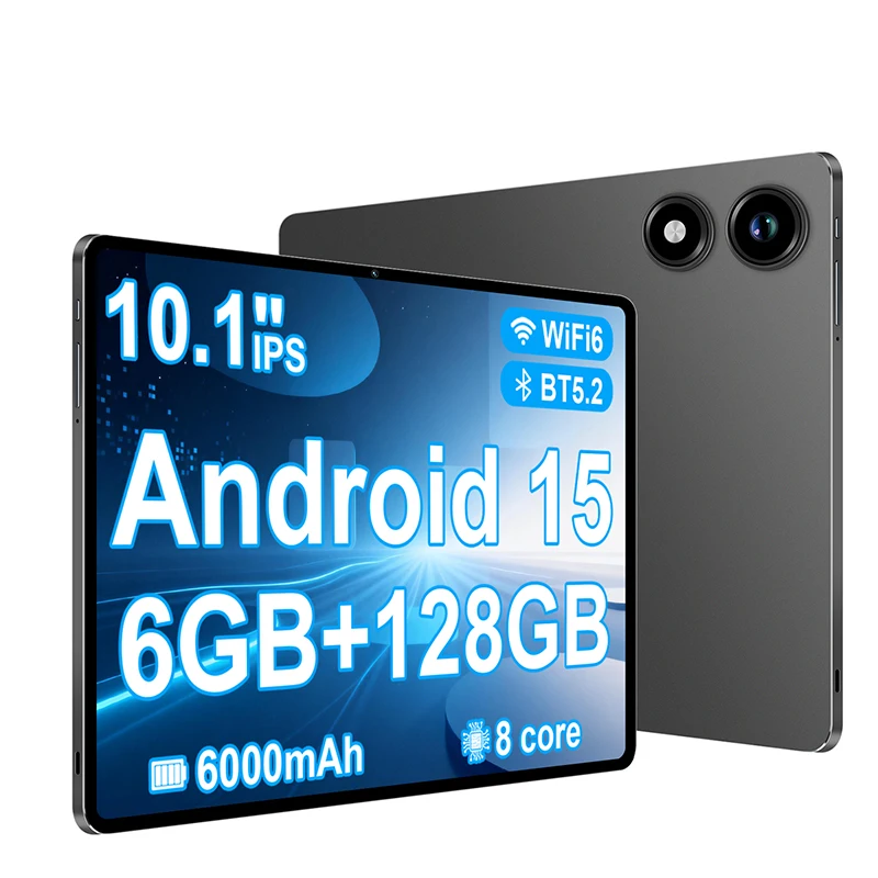 10.1인치 안드로이드 태블릿 6GB+128GB 옥타코어 6000mAh 안드로이드 15 구글 플레이 4G LTE 통화 가능 5G 와이파이 글로벌 버전 태블릿 PC
