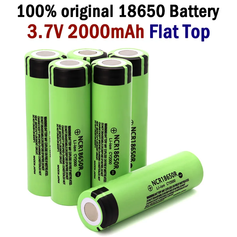 

JOUYM New NCR18650R 3.7 V 2000mAh 18650 Lithium Rechargeable Battery with Flat Top batteries for Flashlight Headlamp