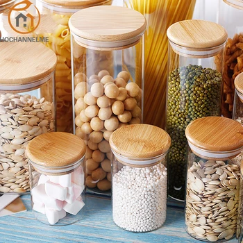 Bamboo Cover Container Glass Jars With Lids 1