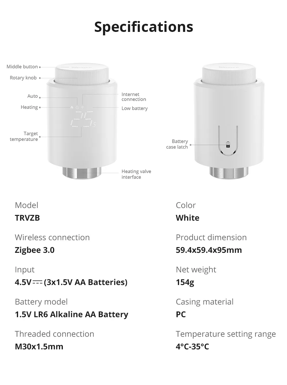 Zigbee Thermostatic Radiator Valve TRV-ZB  Ewelink Temperature Smart Remote Cont