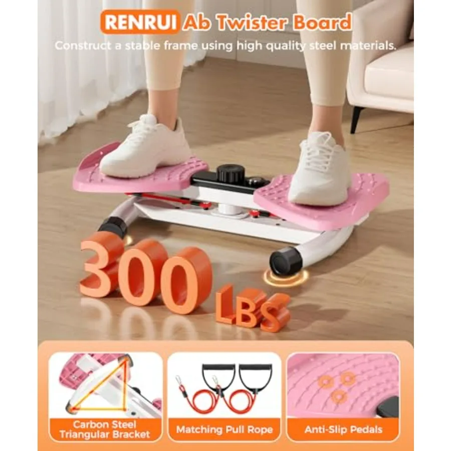 Waist Twisting Machine Fitness Tool, Ab Twister Board with the Smart LED Digital Monitor, 330LBS Capacity & 20dB Ultra-Quiet