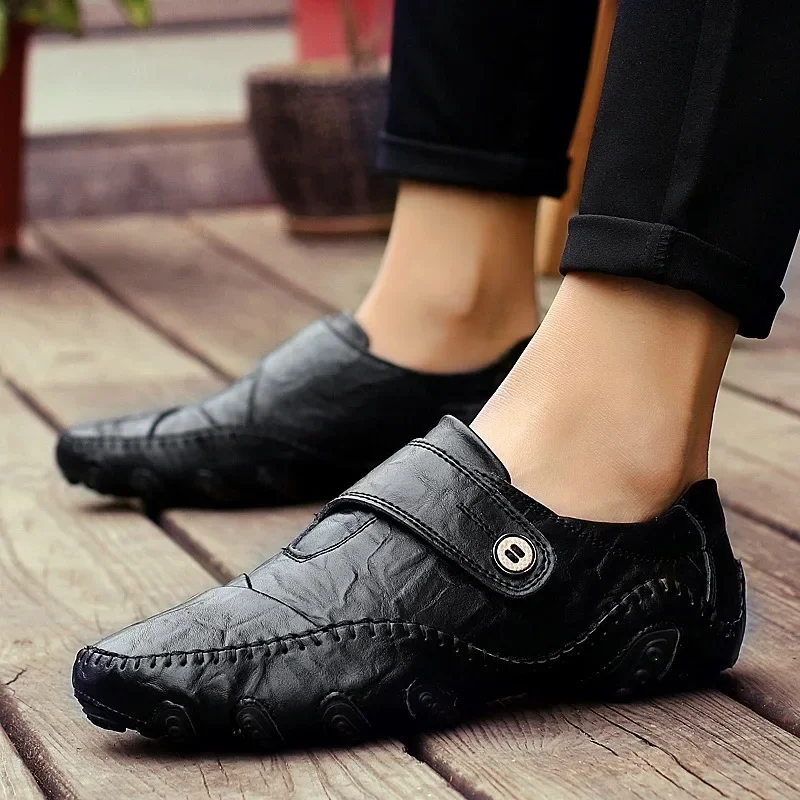 

New Men's Casual Loafers Korean Style Octopus Leather Shoes plus Size Men's Shoes Driving Business Moccasins