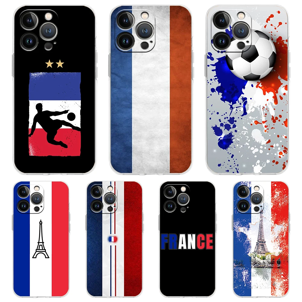 Clear Shockproof Silicone TPU Phone Case with France Flag Design