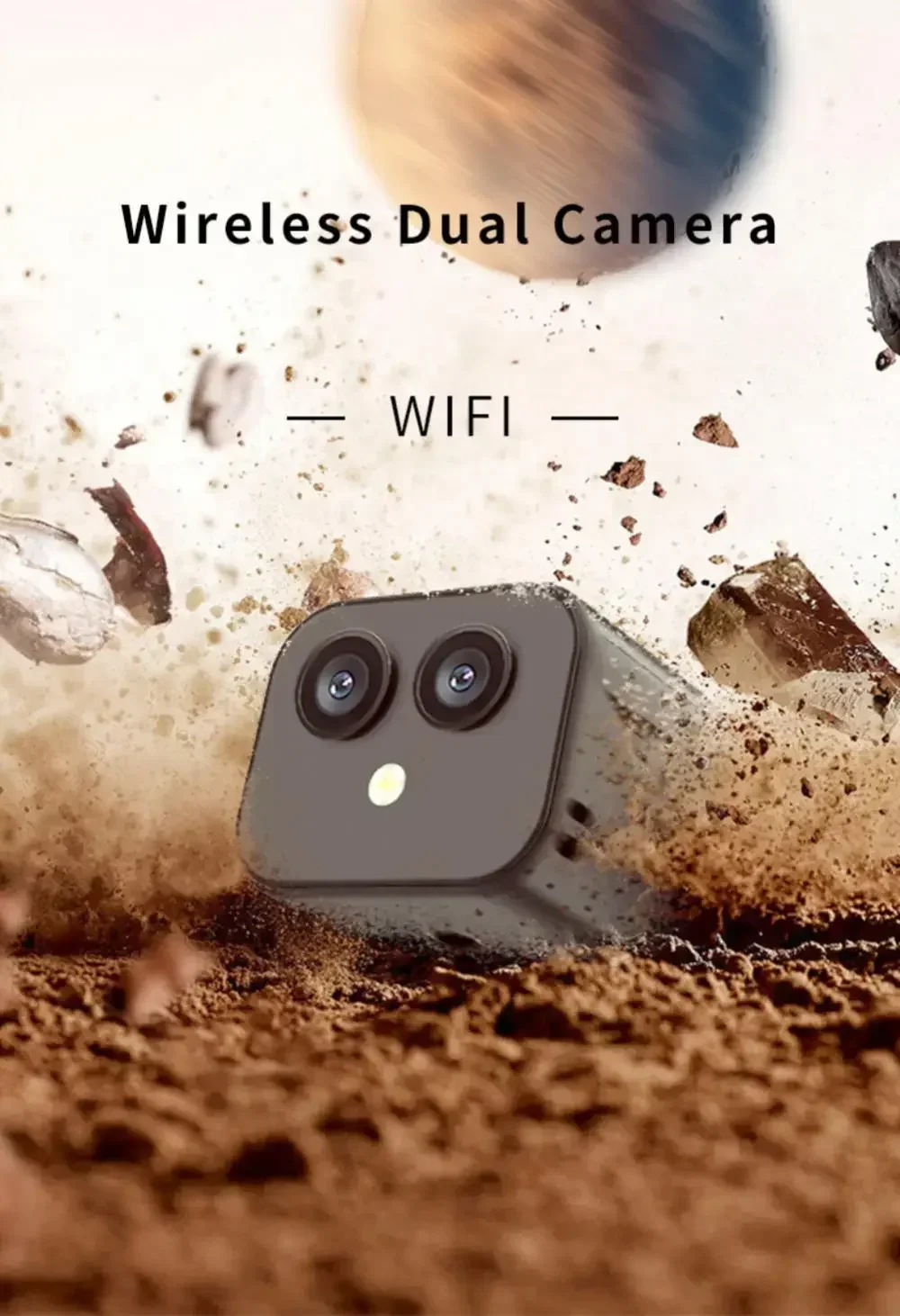 Description Picture 2 of itemHD 4K Dual Lens Mini Wifi Camera with Magnetic Mount and Remote Control Two-Way Intercom Network Surveillance Camcorder