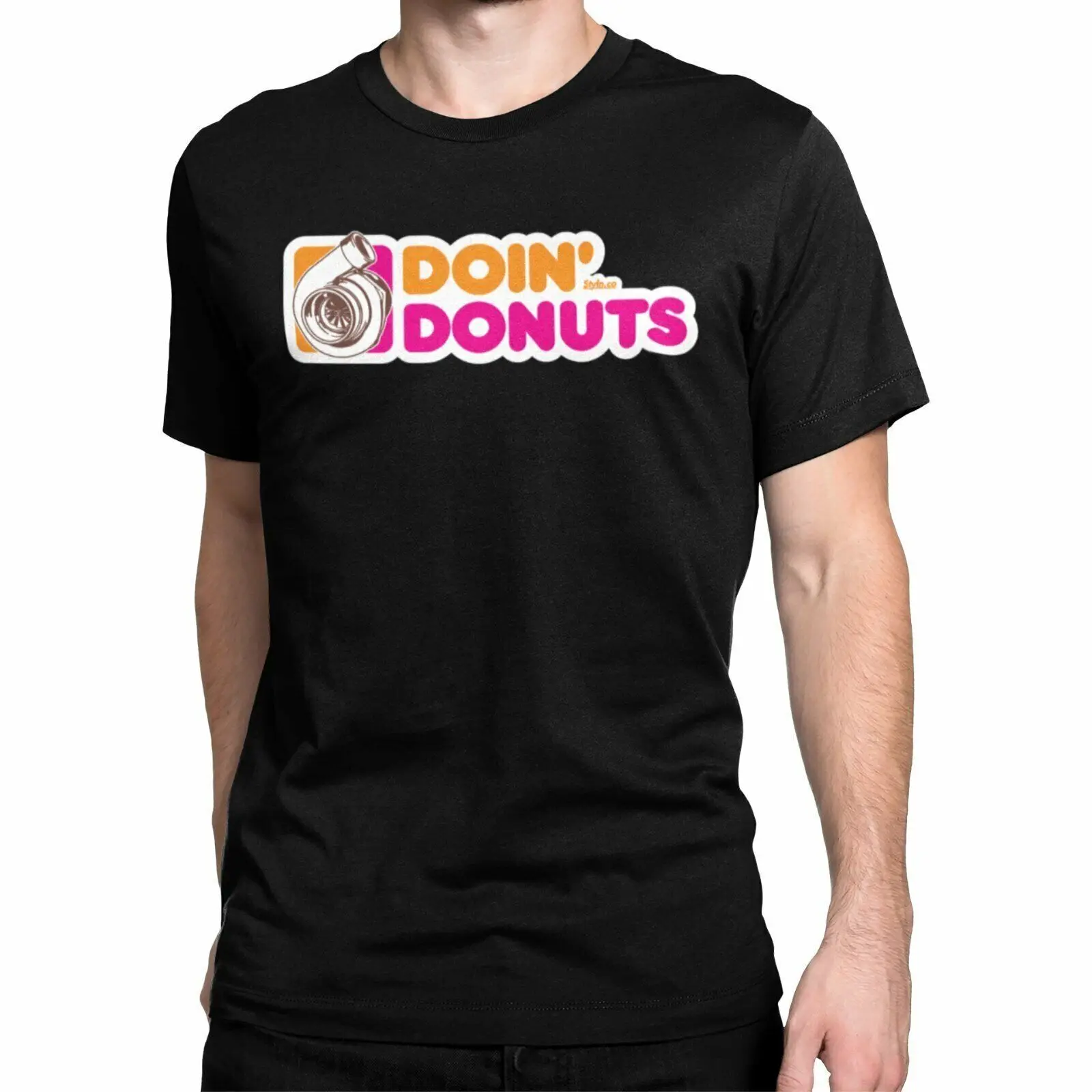 Doin Donuts Turbo T-Shirt Nero S-3Xl Jdm Boost Meccanico Divertente Snap On Racing