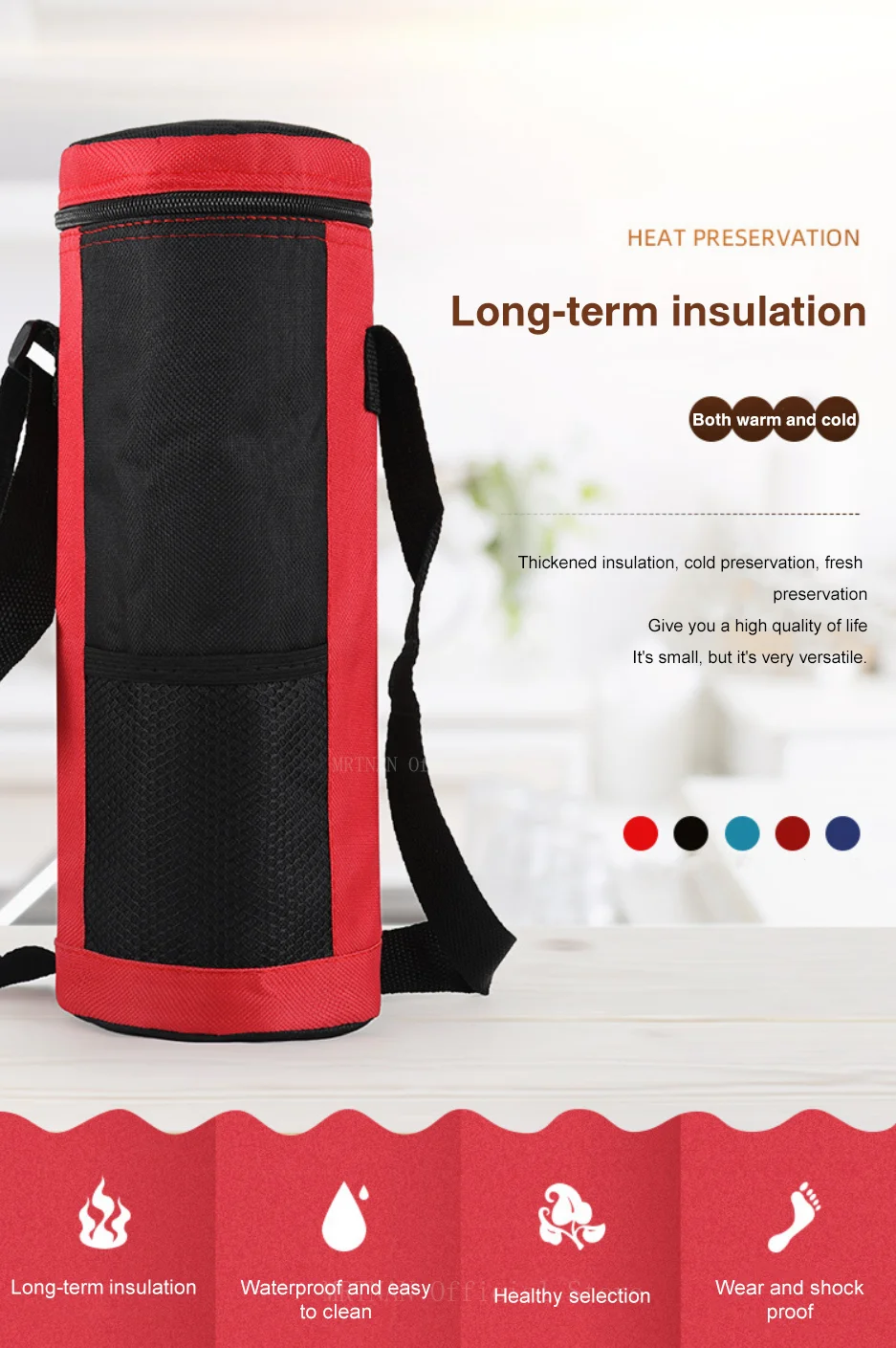 Description Picture 2 of itemOutdoor Camping Water Bottle Cooler Bag Universal Water Bottle Bag Large Capacity Thermal Insulation Bag Camping Accessories