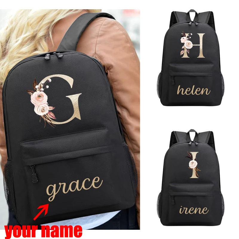 

Сумка с именем на заказ, школьный рюкзак для девочек, Холщовая Сумка для детского сада с именем для ребенка, вместительный дорожный женский рюкзак