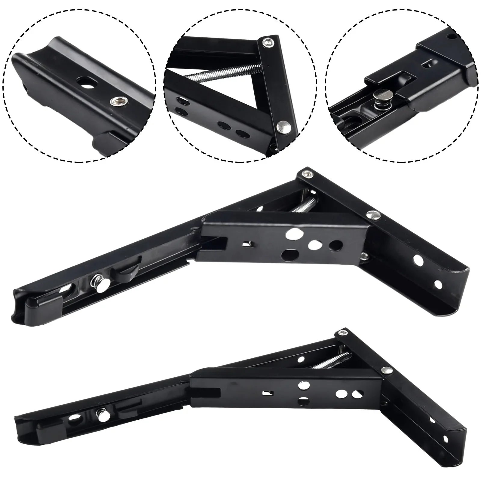 Heavy Duty Metal DIY Collapsible Shelf Hinge Accessories for Work Bench Black Stainless Steel Triangular Folding Partition folding hinges