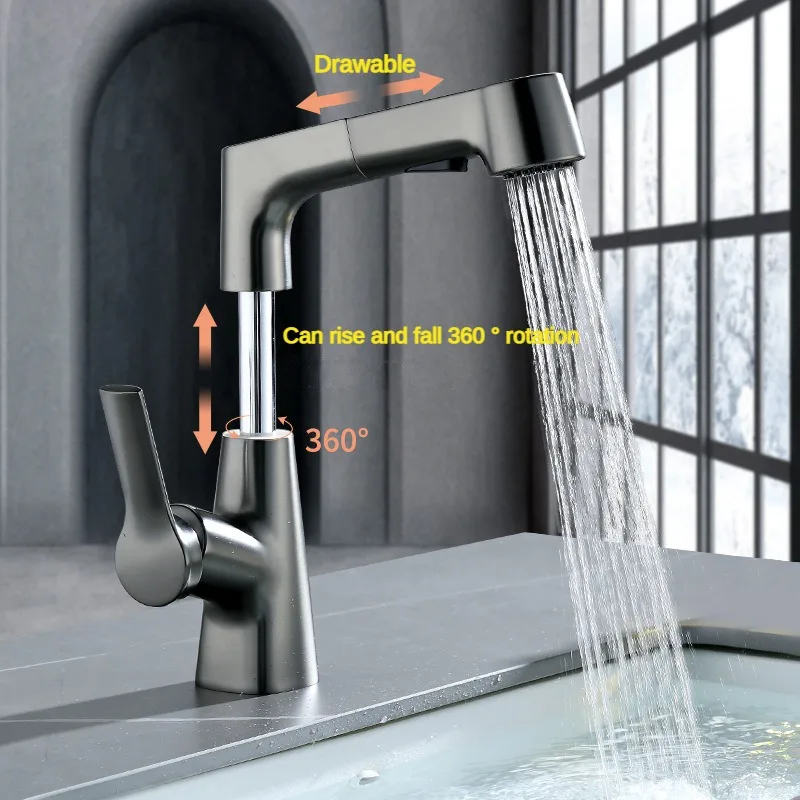 

Multifunctional Hot Cold Water Stream Sprayer Washbasin Faucet Pull Lifting Rotation Bathroom Faucets Basin Sink Mixer Tap