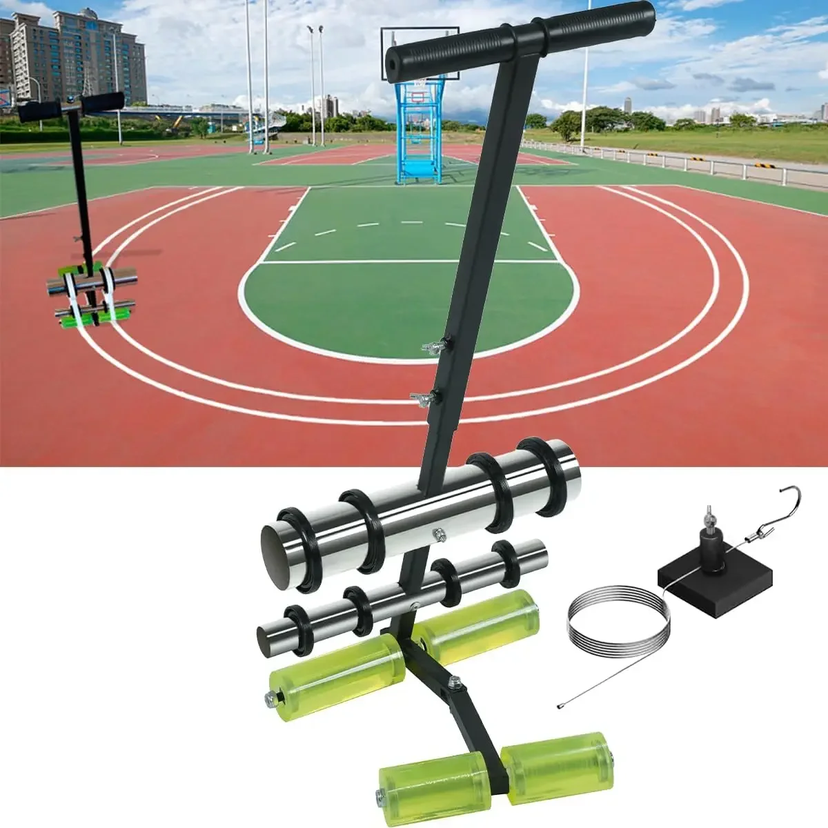 Field Line Striping Machines,Basketball Court Marking Kit+Drawing Circle Kit,Upgraded Widened Floor Tape Applicator,Floo