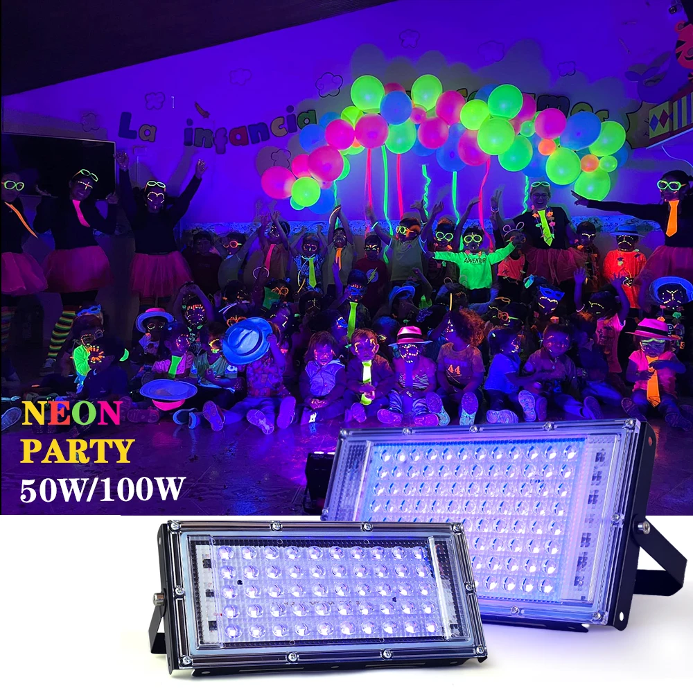 395nm 400nm LED UV Floodlight 220V 110V Ultraviolet Stage Lamp 50W 100W Stage Blacklight Waterproof Disco Party Backlight led stage lamp led stage light black light bulbs