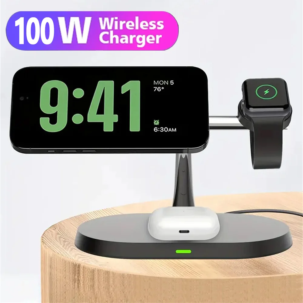 Magnetic Charger 3 in 1 Wireless Charger Stand Magnetic For iPhone 12 13 14 15 16 Fast Charging Station for Apple Watch 9 8 7 6 5 Airpods 2 3 Pro