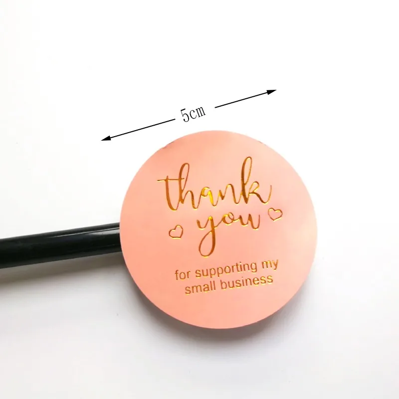 60pcs Pink 5cm roud Stickers Paper Thank You Stickers Seal labels Hot stamping Handmade Gift Stationery
