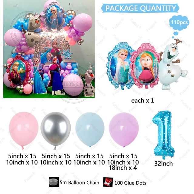 8PCS Frozen Foil Balloons for Girls Birthday Baby Shower Frozen Themed  Party Decorations