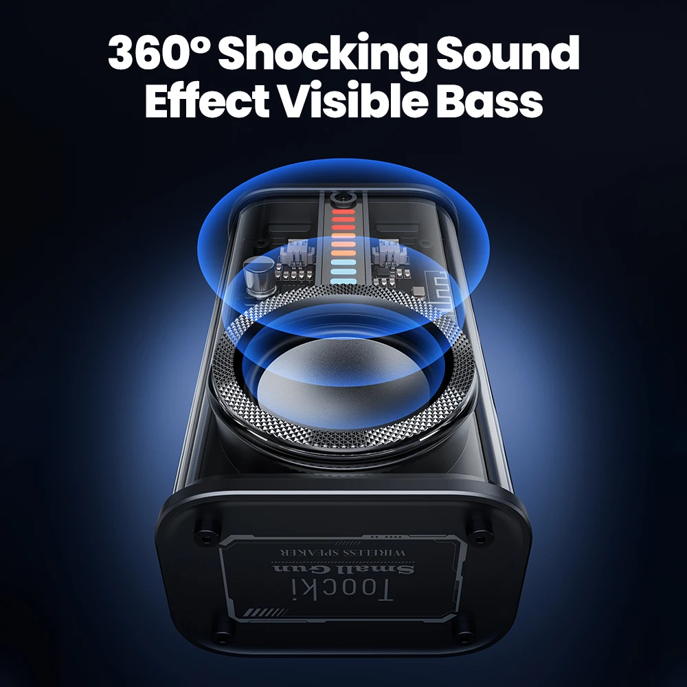 Toocki Portable Bluetooth Speaker 3D Stereo Surround Bluetooth 5.0 Wireless Speaker Dazzling Lighting Transparent Mecha Soundbar