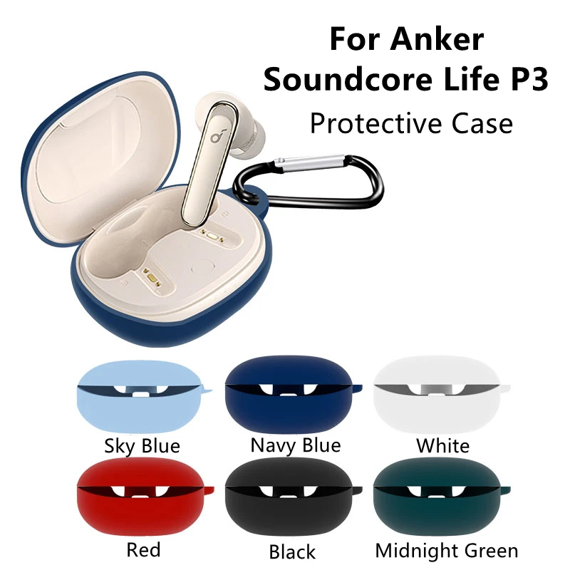 Anker Soundcore Life P3 커버, 부드러운 실리콘 충격 방지 보호 케이스, 진정한 무선 블루투스 이어폰 커버, 후크 포함, 1 개