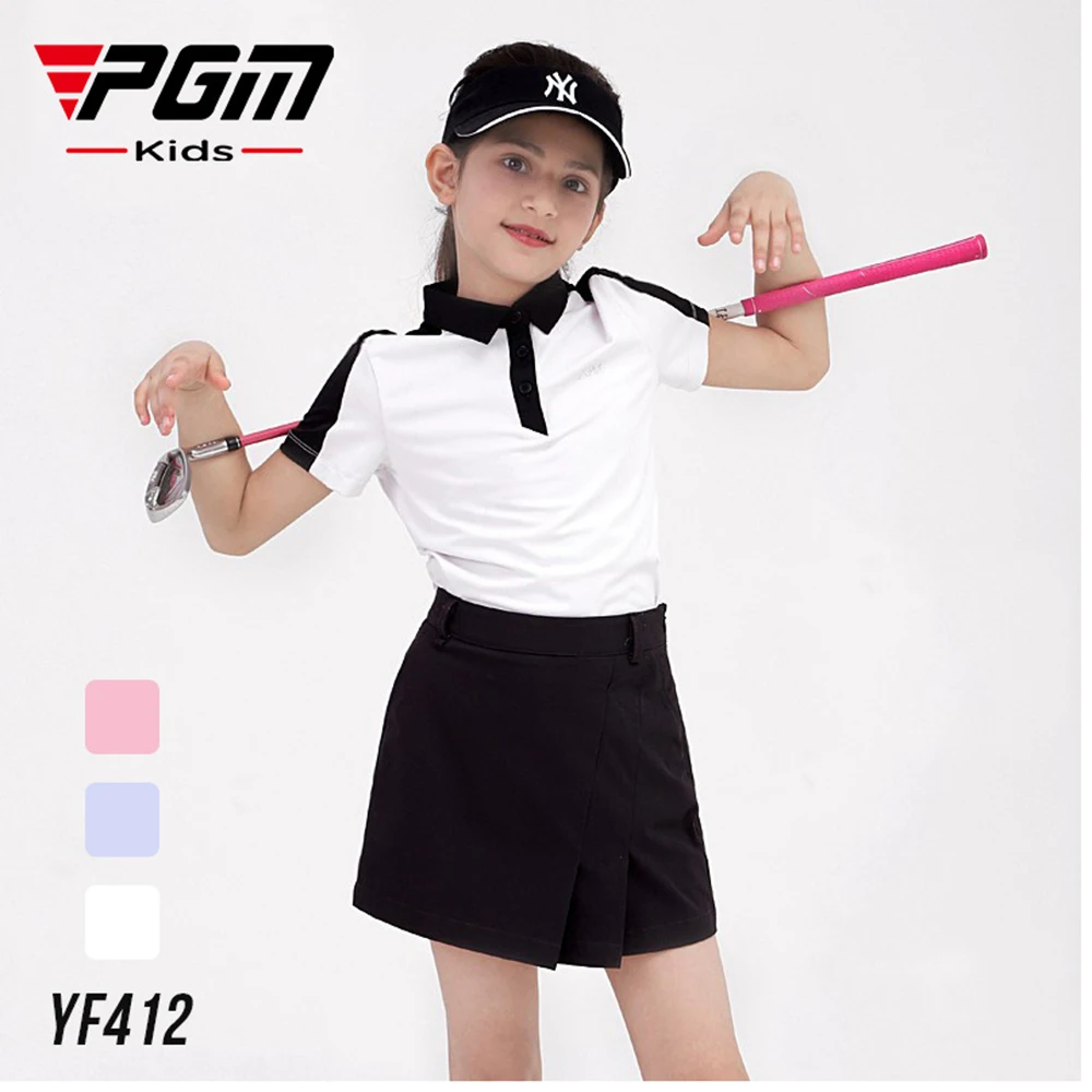 

PGM Golf Kid Clothing Summer Girls Golf T-Shirt Short Sleeve Golf Shirts Comfortable Breathable Quick Dry Sportswear S-XL YF412