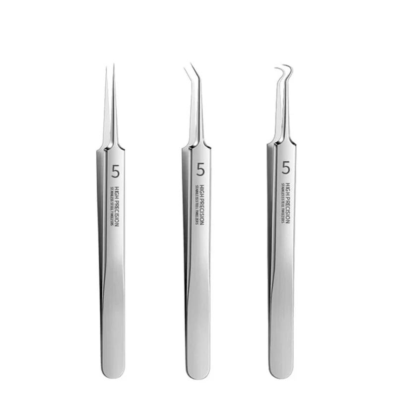 Beauty Tool Medical Stainless Steel Blackhead Tweezers Pimple Comedone Remover Nipper Curved Bend Head Face Cleaner Acne Clip