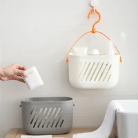 Hanging Shower Toiletry Bath Kitchen Baskets Tub Corner Organizer Dorm Tote Hooks Rack Hangable Storage Basket with Hook 2