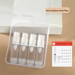Premium Set of 5 Clear Airless Pump Bottles for Creams and Lotions - Travel-Size Refillable Containers (5ml Lotion bottle x4)