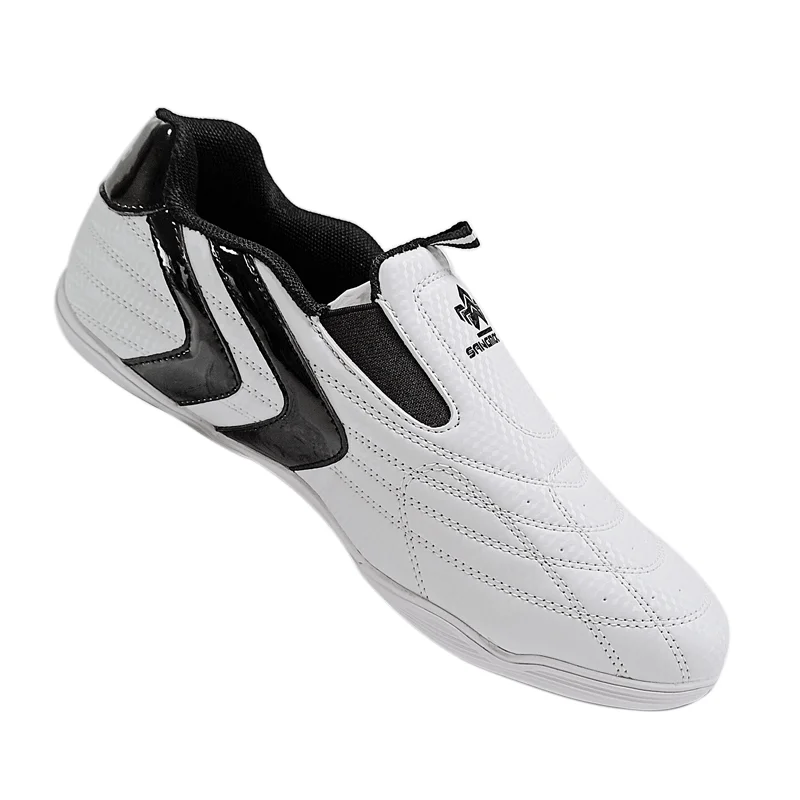 NEW hight quality taekwondo shoes PU material black-white breathable martial arts shoes size 26-47