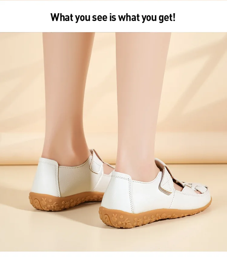 Neue geflochtene Riemchensandalen für Damen, atmungsaktive Loafer-Schuhe mit Aussparungen, lässige flache Lederschuhe für Damen – Detail 20