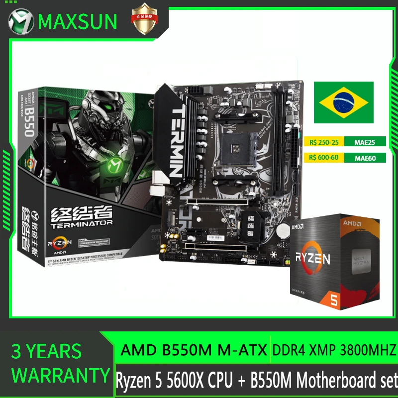 MAXSUN Terminator Motherboard Combo B550M with Ryzen 5 5600X CPU Gaming