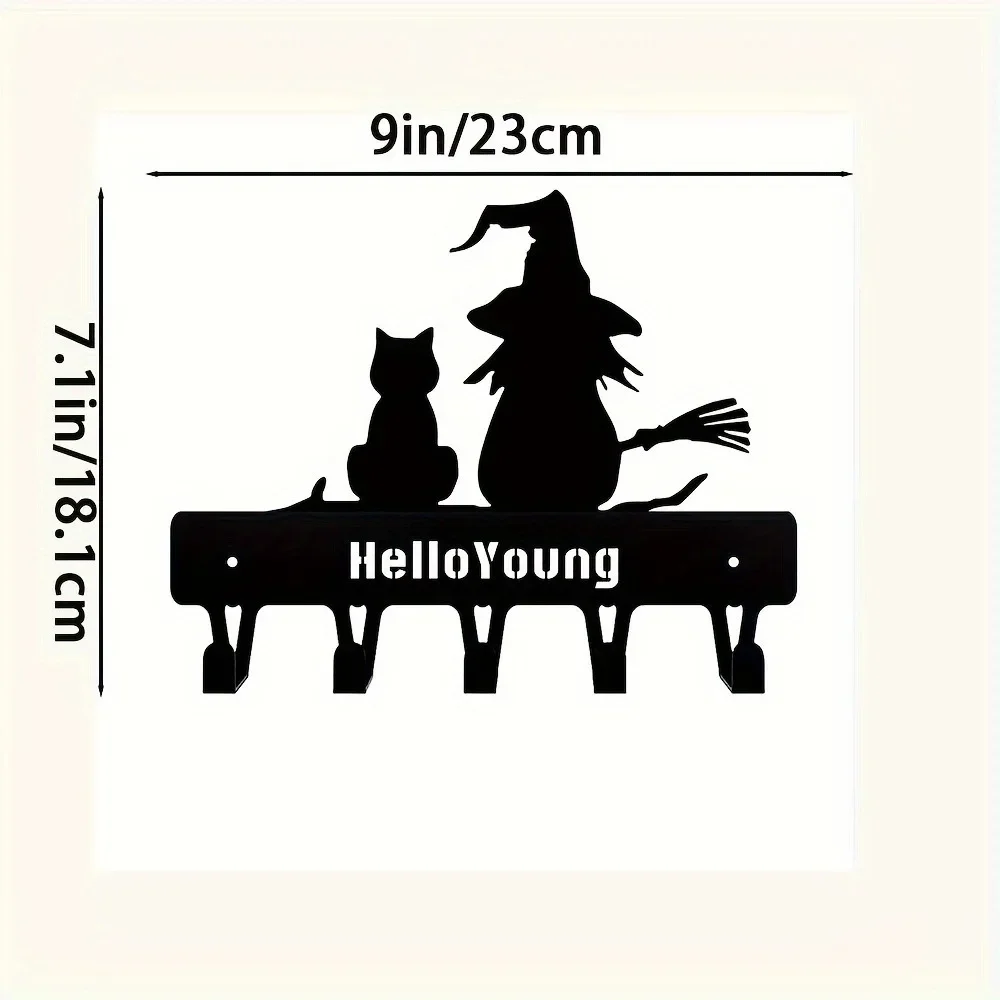 Wall Hook 1pc Witch and Cat Metal Key Holder Wall Hook Art Modeling Decorative Accessories Wall Mount,Hook,Keychain,Keychain 2
