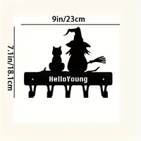 Wall Hook 1pc Witch and Cat Metal Key Holder Wall Hook Art Modeling Decorative Accessories Wall Mount,Hook,Keychain,Keychain 2