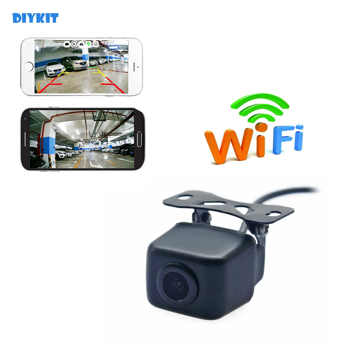 

DIYKIT автомобильная камера заднего вида, WIFI камера заднего вида, камера заднего вида, камера ночного видения, тахограф, автомобильное зарядное устройство для iPhone, Android, телефон