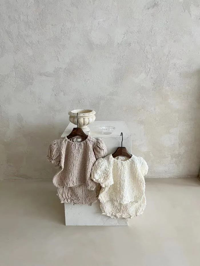 2022 Summer Baby Girl Short Sleeve Clothes Set Thin Cotton Infant Girl Outfits Casual Girl Princess T Shirt + Pp Pants 2pcs Suit