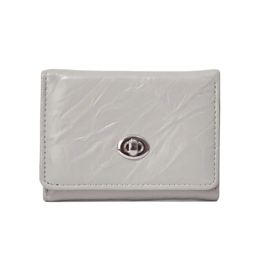 New PU Leather Wallet Silver Color Large Capacity Coin Pouch Personality Coin Purse