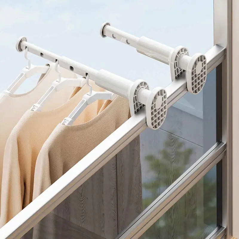 1Pcs Travel Clothes Hanger Portable Window Frame Hanging Drying Rack For Indoor Wall Mounted Space Saving Clothes Hanger 5