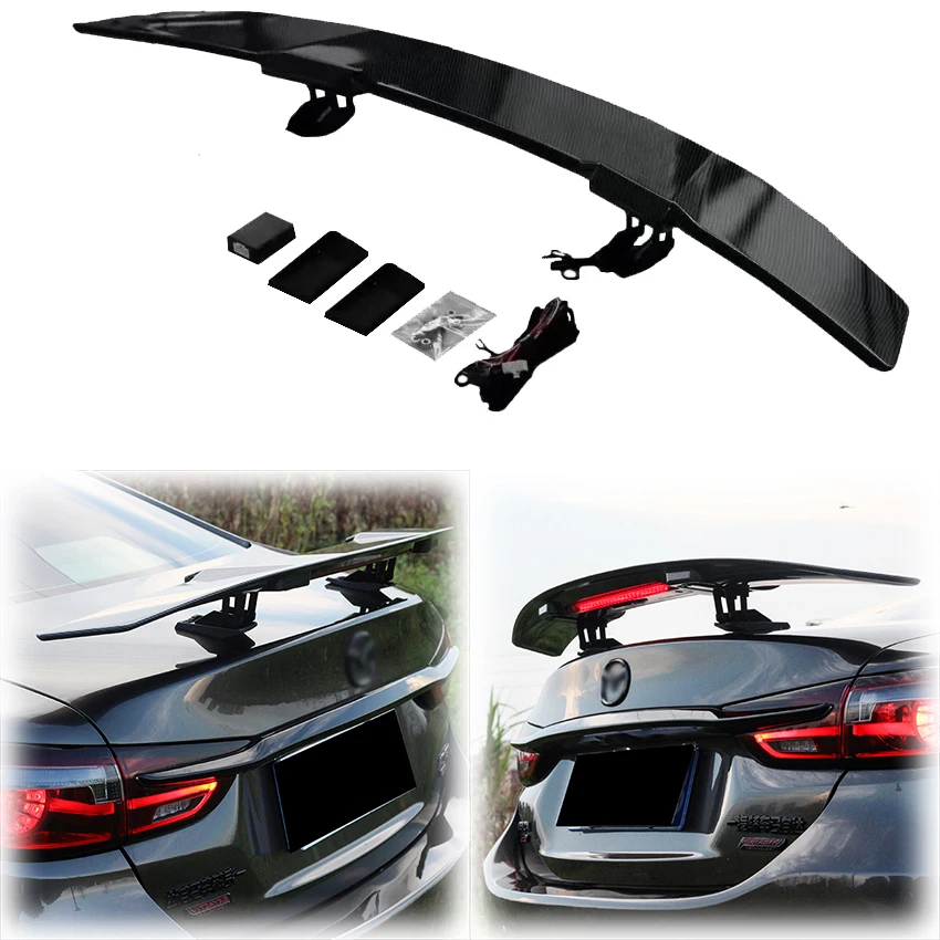 Universal Intelligent Electric Lift Spoiler Led Light Trunk Wing Lip ABS Carbon Fiber Car Modification For Hatchback & Sedan