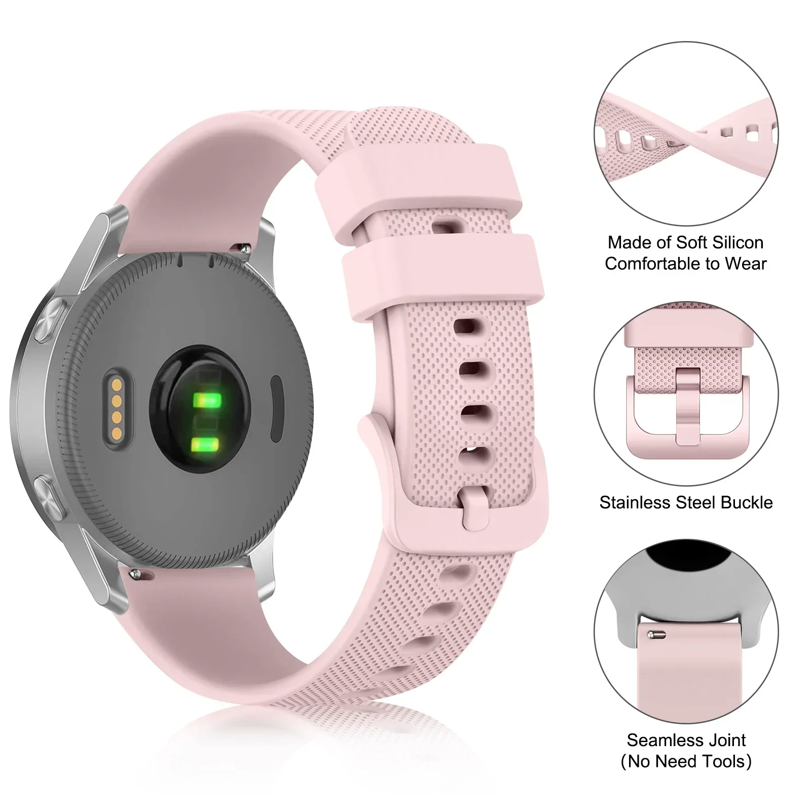 18mm Women's Silicone Watch Strap, Soft and Durable Replacement Band