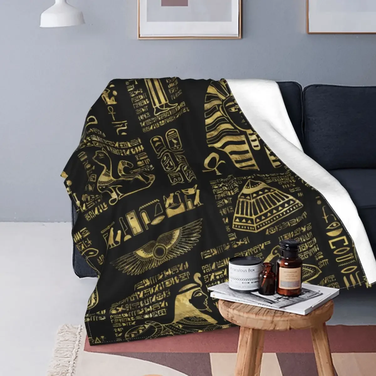 

Египетские хироглифы и богатства золотые одеяла бархатное египетское портативное тонкое одеяло для дома уличное плюшевое тонкое одеяло