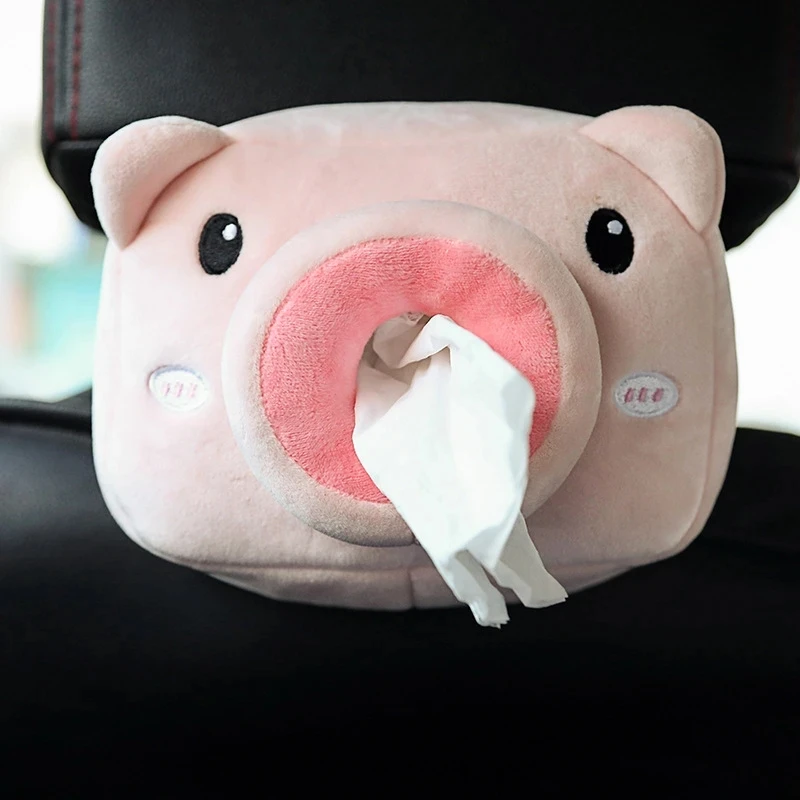 Cartoon tissue box Holder Cute Short Plush Tissue Boxes Bracket Auto Armrest Box Car Seat Back Car Decorations Holder