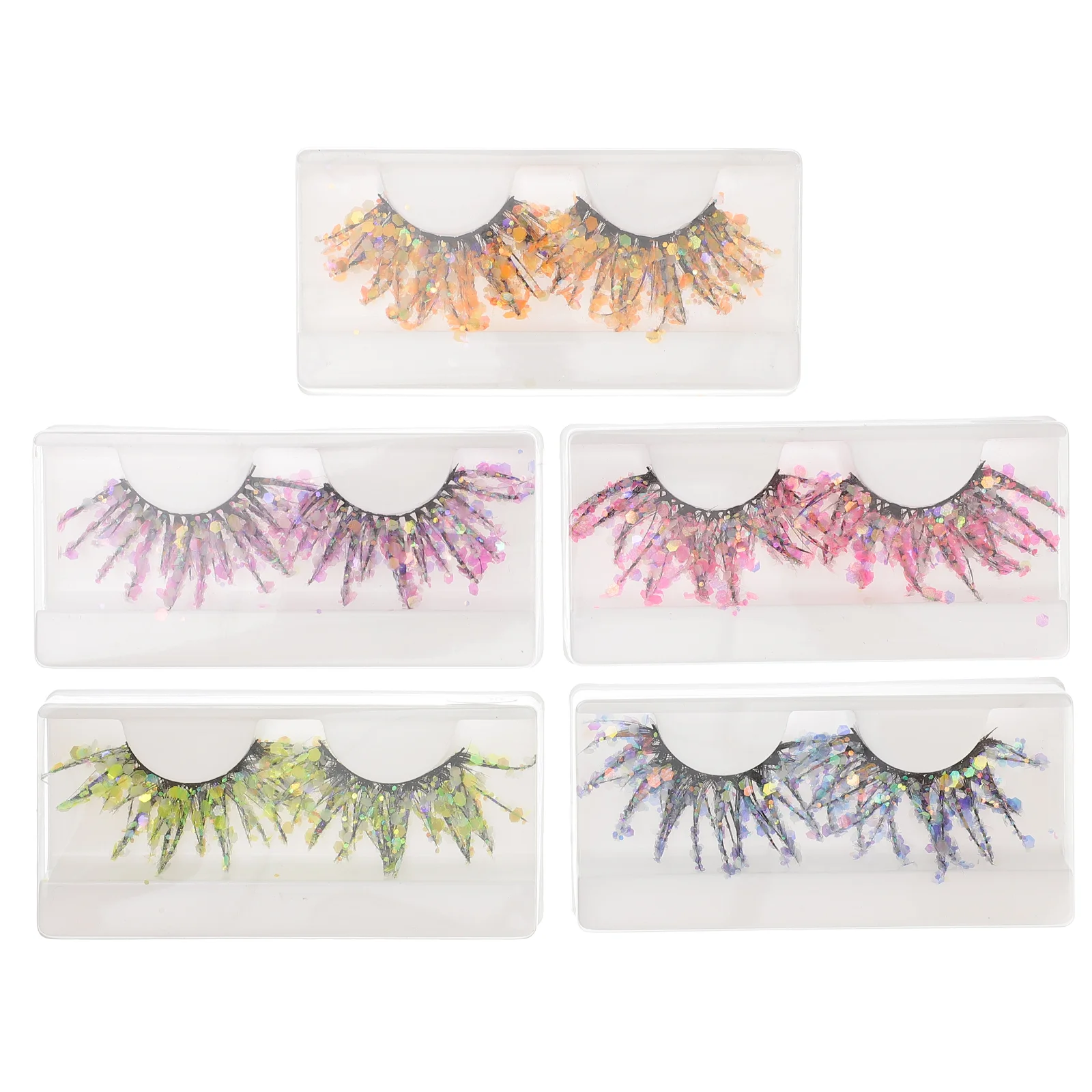 

5 Pairs Colored False Eyelashes with Glue Included Cluster Extension Cosmetics Makeup Dense