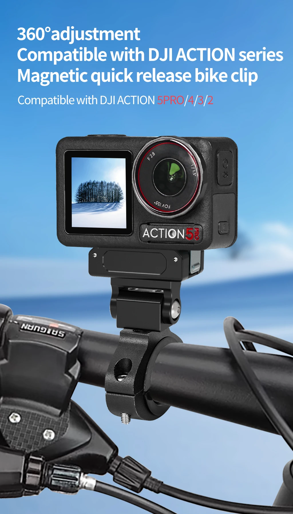 Magnetischer Kaltschuh-Adapter mit Schnellverschluss 360° ° Dämpfung einstellbar 1/4 Zoll für DJI Osmo Action 5Pro 4 3 2 Kamera-Fahrradlenkerhalterung – Detail 22