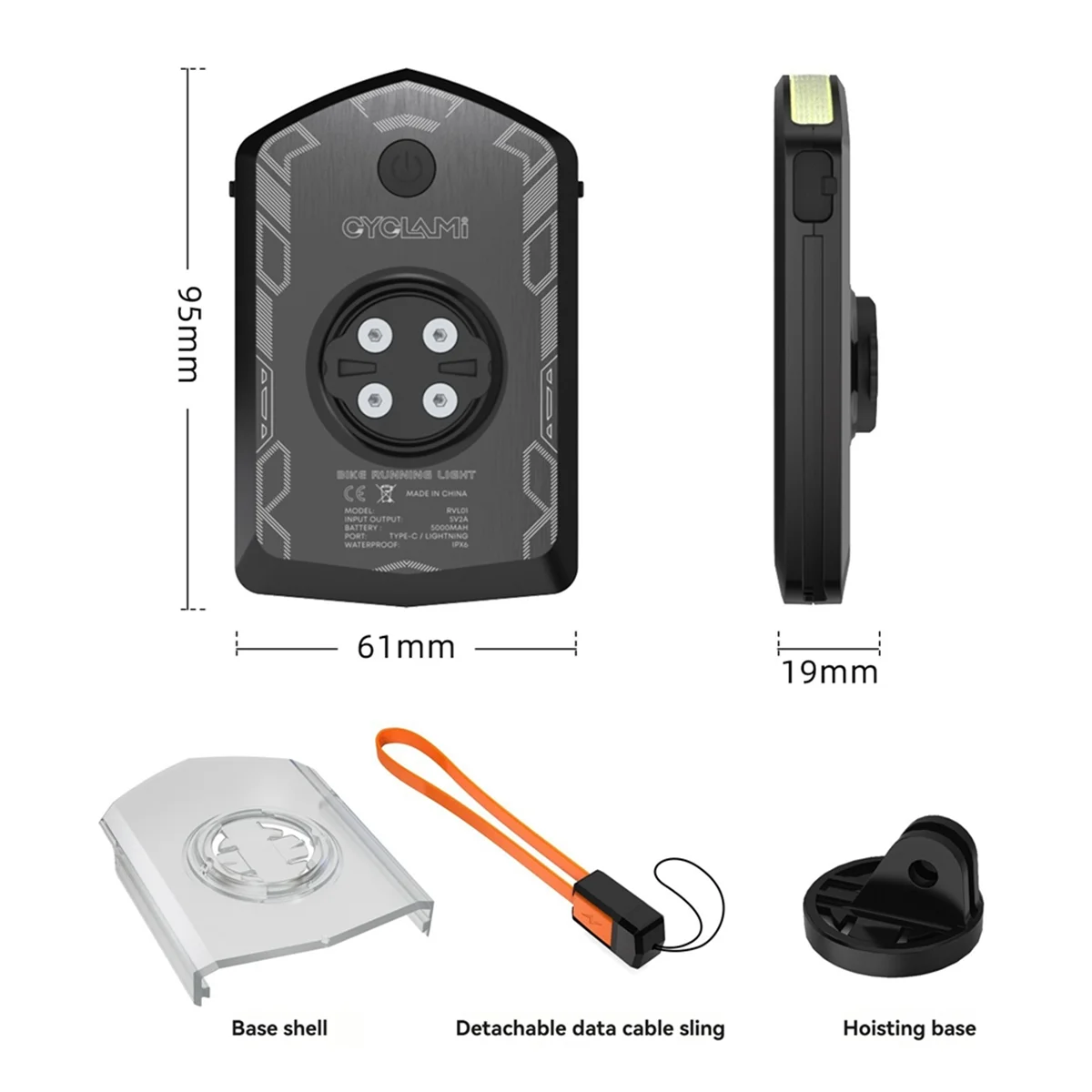 BAAU Bicycle Front Light IPX6 Waterproof Cycling Power Bank Type-C Charging for IGS Computer