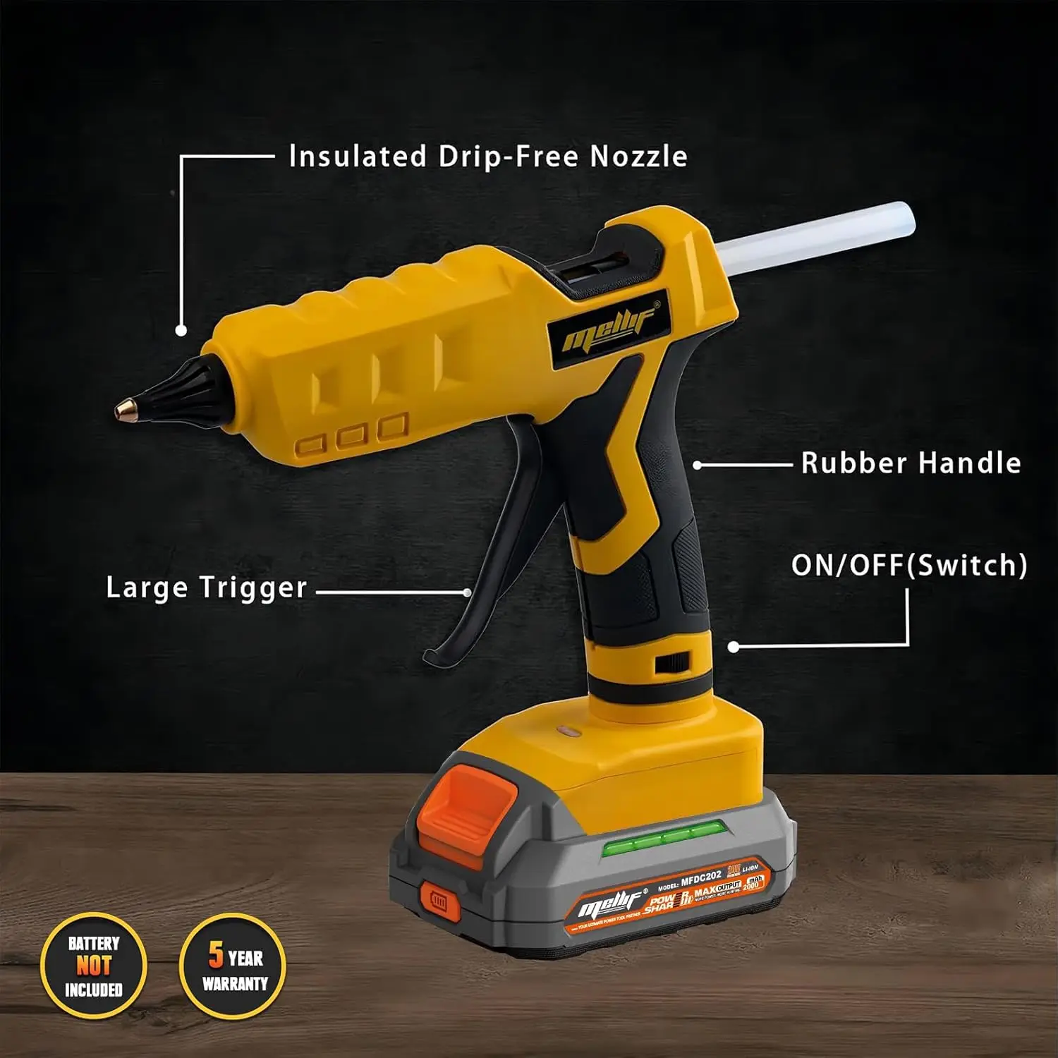 Cordless Hot Glue Gun Compatible with Dewalt 18V 20V MAX Battery 11mm Glue Sticks Electric Repair Tool Hands DIY Tools(tool only 2